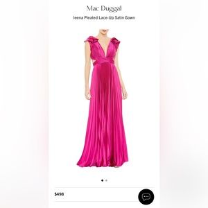 Ieena by Mac Duggal Pleated dress with lace up back